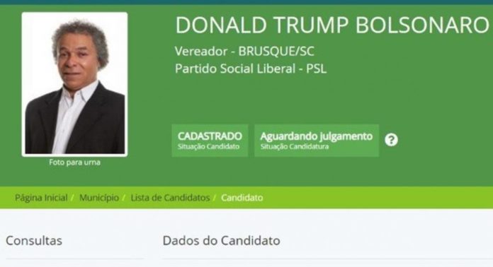 Candidato do PSL a vereador em Santa Catarina se registra como Donald Trump Bolsonaro