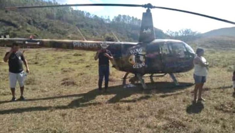 Helicóptero com dupla Gino & Geno apresenta falhas mecânicas em voo e pousa em Santa Bárbara