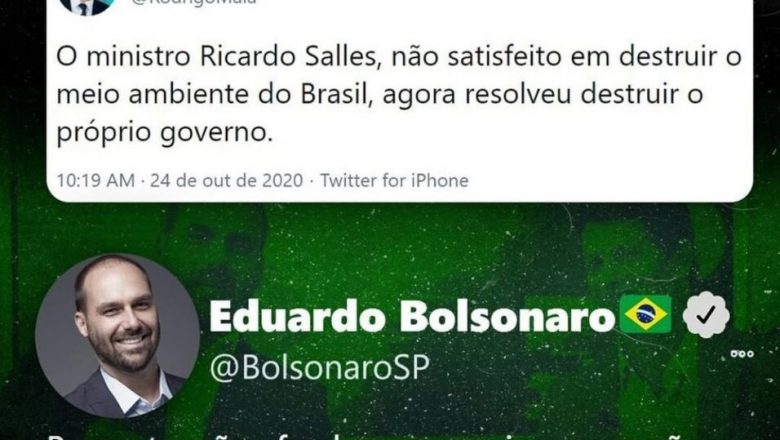 Eduardo Bolsonaro detona Rodrigo Maia publicamente