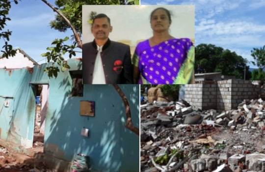 Pastor e esposa são espancados e têm casa e igreja destruídas por retroescavadeira