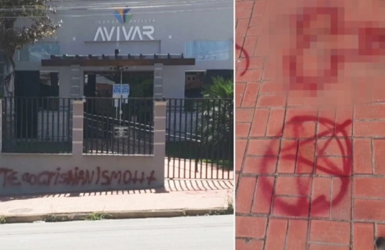 Igreja Batista é vandalizada com a frase `morte ao cristianismo´ em Minas Gerais