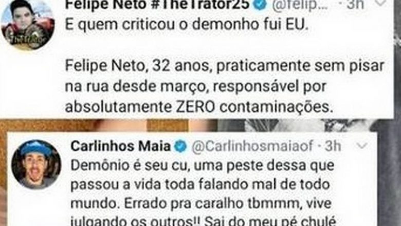 Carlinhos Maia e Felipe Neto trocam farpas no Twitter