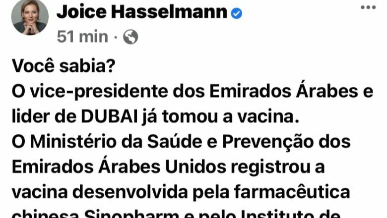 Deputada Federal Joice Hasselmann disseminando fake news?