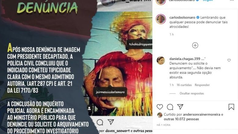 Polícia Civil conclui que imagem de Bolsonaro decapitado trata-se de prática de incitação ao crime