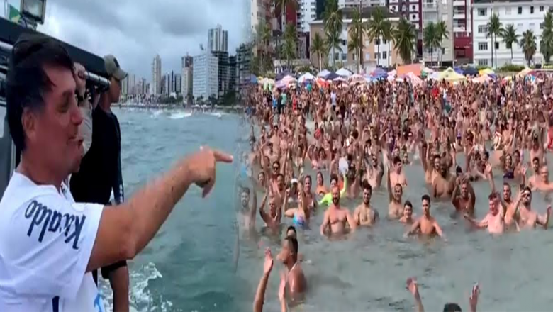 Vídeo: Na presença de Bolsonaro, banhistas entoam manifestação contra Dória: “Ei, Dória, vai *”